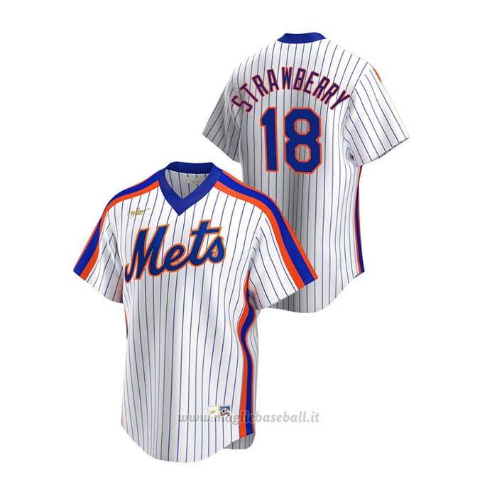 Maglia Baseball Uomo New York Mets Darryl Strawberry Cooperstown Collection Primera Bianco